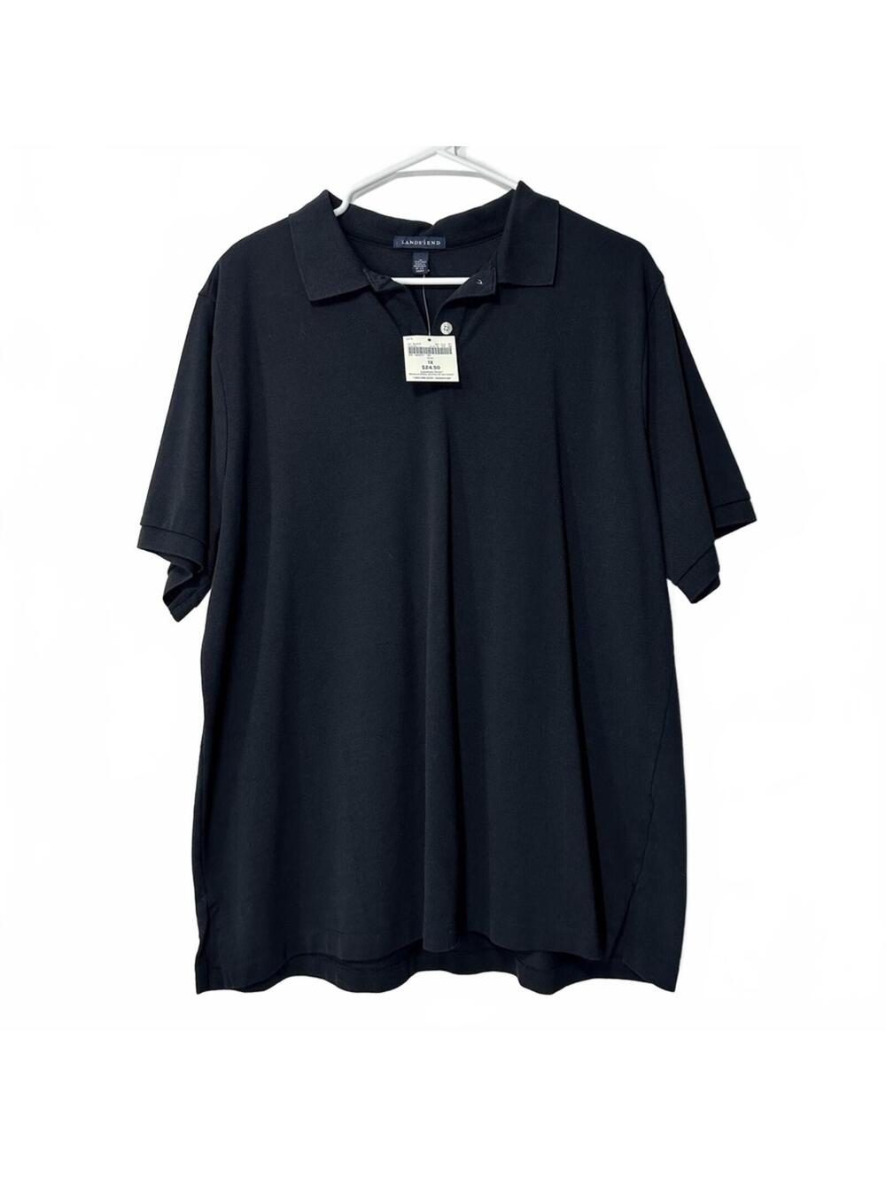 Lands End Basic Women's Navy Collared Short Sleeve Polo Size - 1X 16/18 NWT